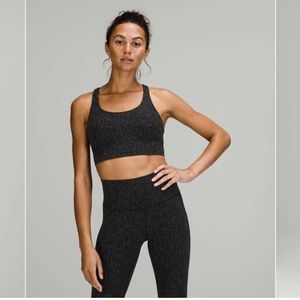Lululemon Energy Longline Bra *Medium Support, B–D Cups Leopard Camo Deep Coal